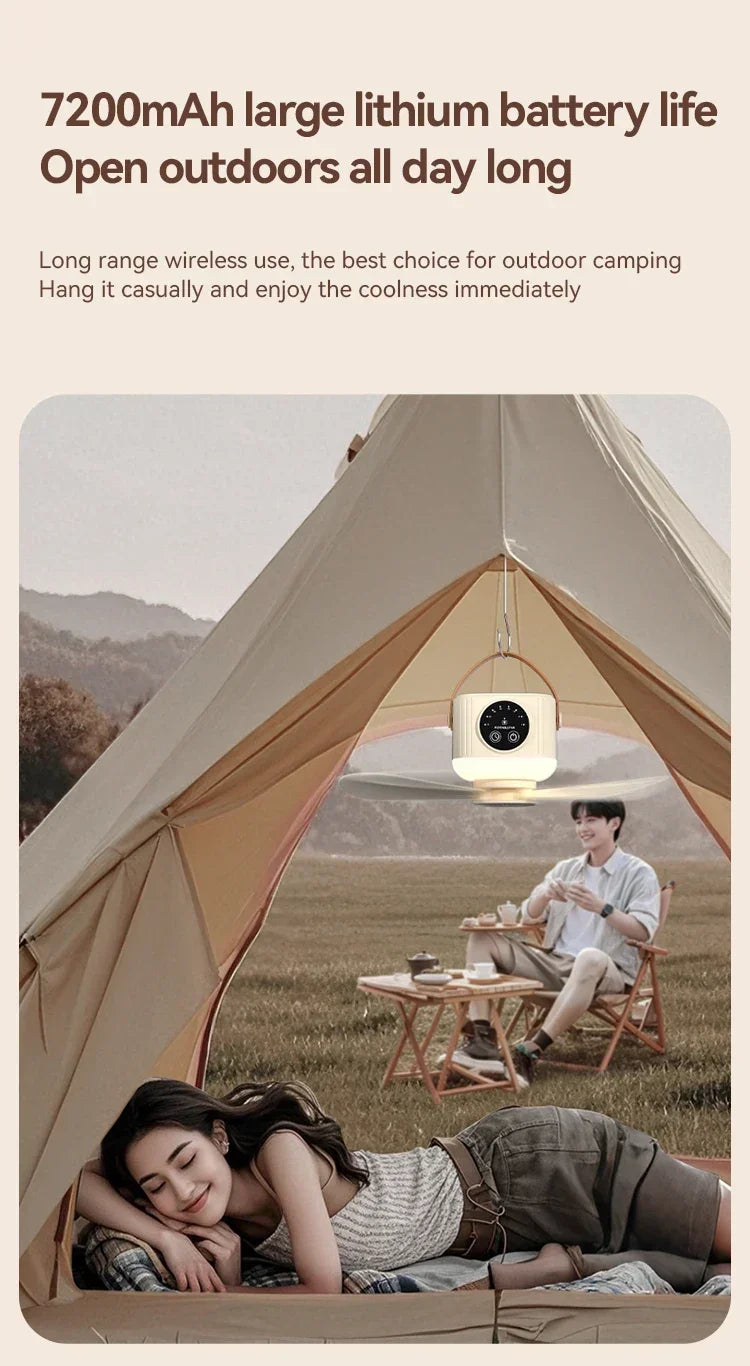 2026 Portable Rechargeable Hanging Ceiling Fan – USB Wireless Fan for Dorm & Camping