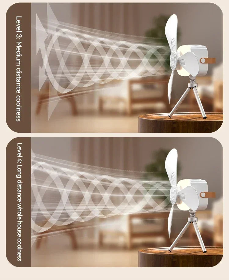 2026 Portable Rechargeable Hanging Ceiling Fan – USB Wireless Fan for Dorm & Camping