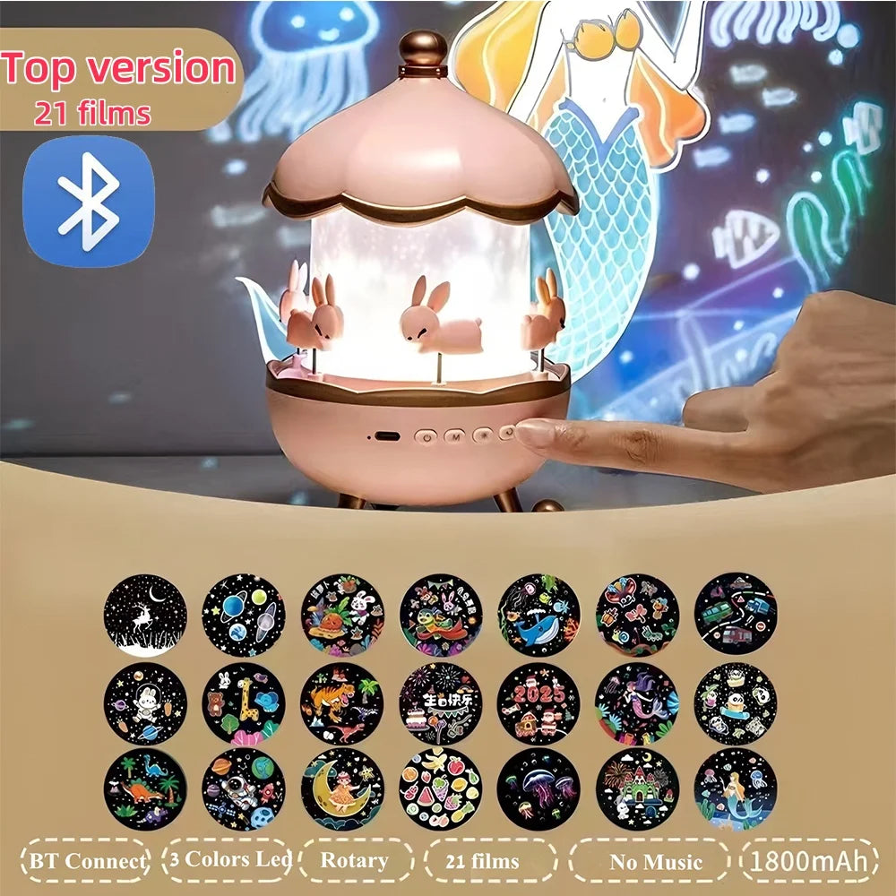 Kids Star Projector with 21 Films & Bluetooth Speaker