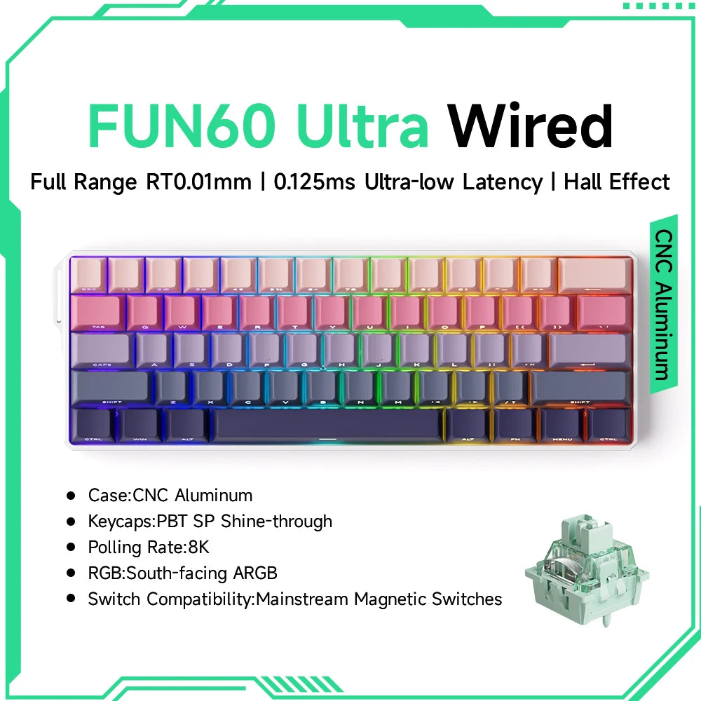 60% Magnetic Switch Gaming Keyboard with Rapid Trigger & 8K ARGB