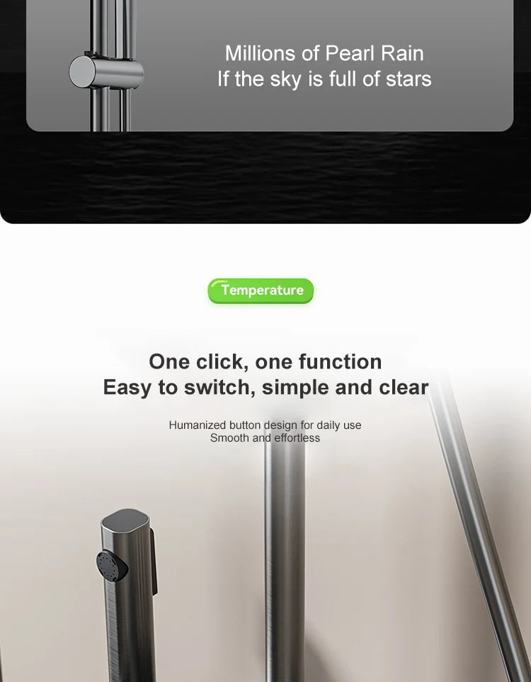 Digital Display Shower System Set with Ambient LED Light & Piano Controls