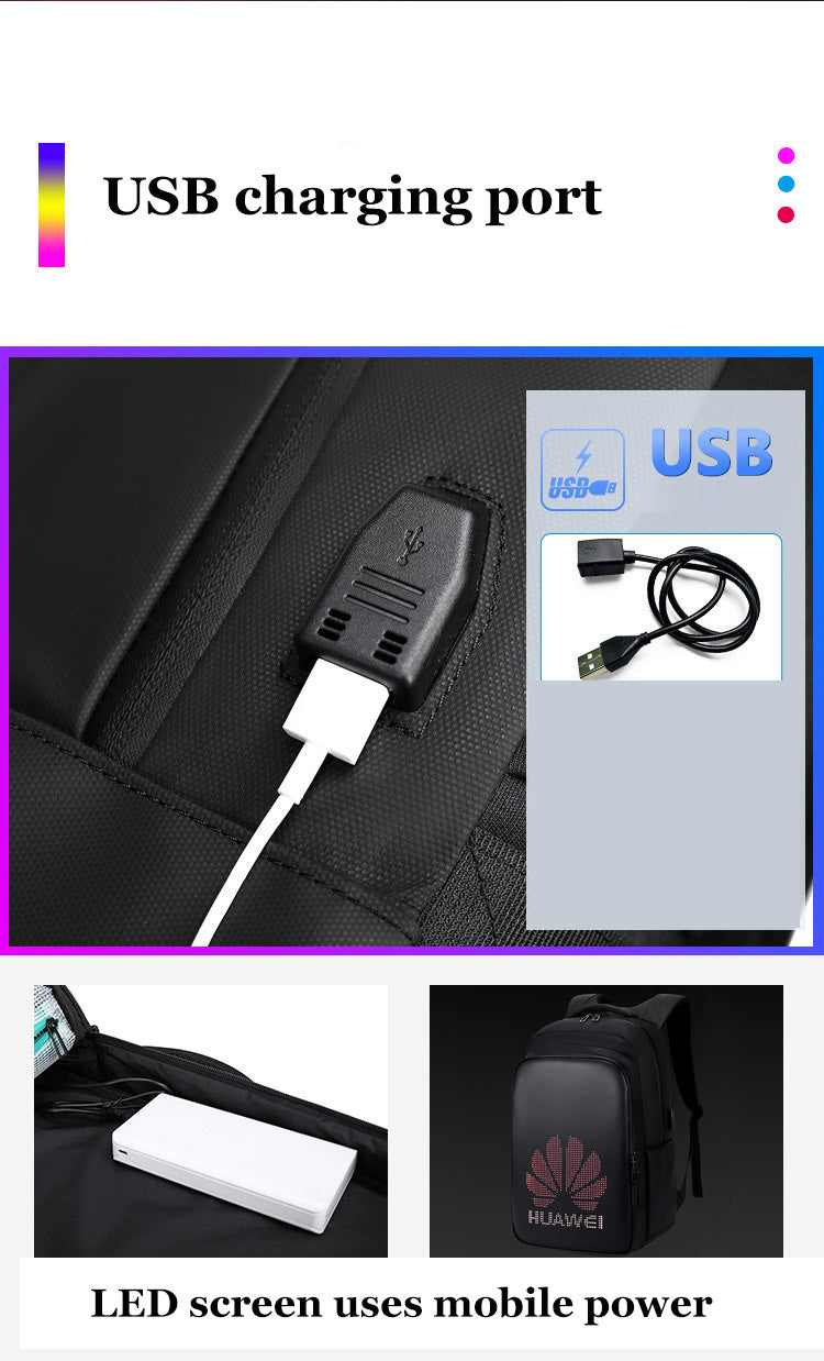 Smart LED Display Laptop Backpack for Travel & School (15.6")