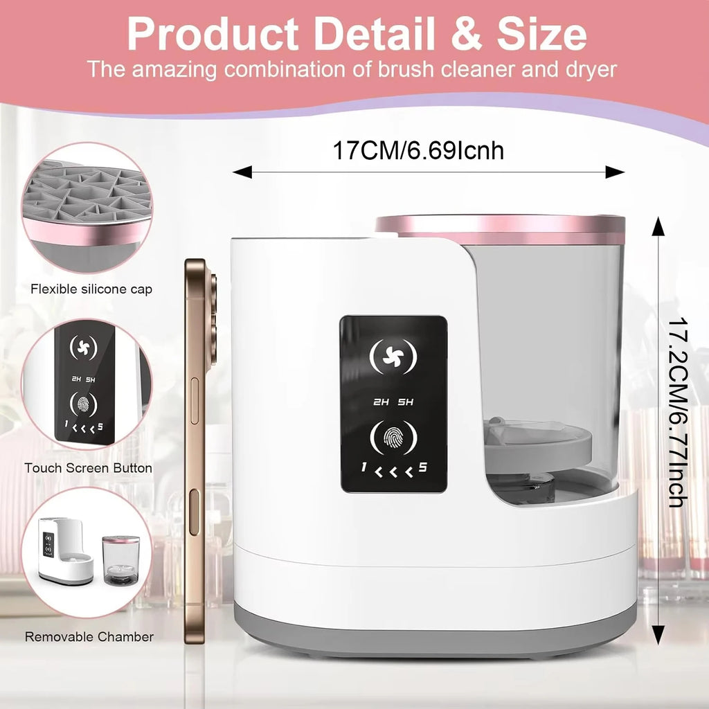 Automatic Makeup Brush Cleaner & Dryer – Rechargeable Cleaning Machine