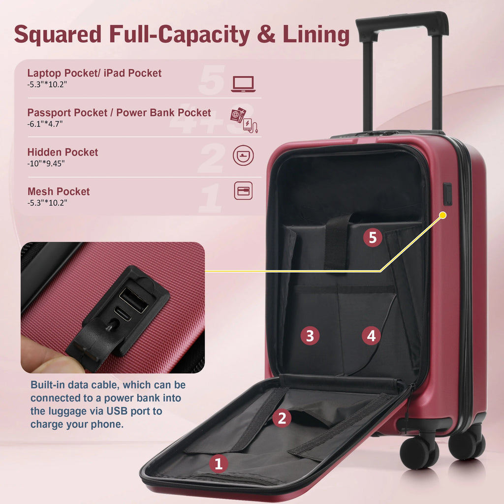 5-Piece Hardside Luggage Set with Front Opening & Spinner Wheels