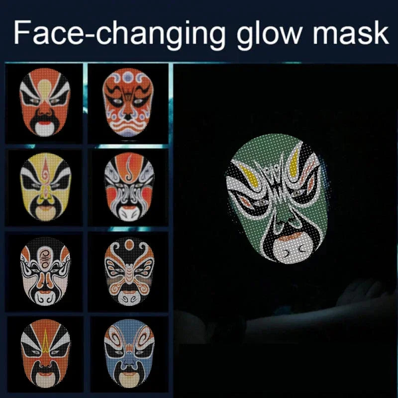 LED Light-Up Face Mask – Programmable DIY Photo Display Mask for Halloween & Parties
