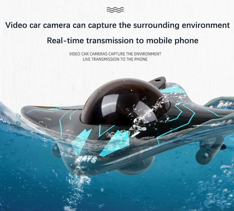 RC Boat Submarine with Camera Underwater 6CH Remote Control Wifi FPV Remote Control Boats Radio Control Toys for Boyts Kid Gifts