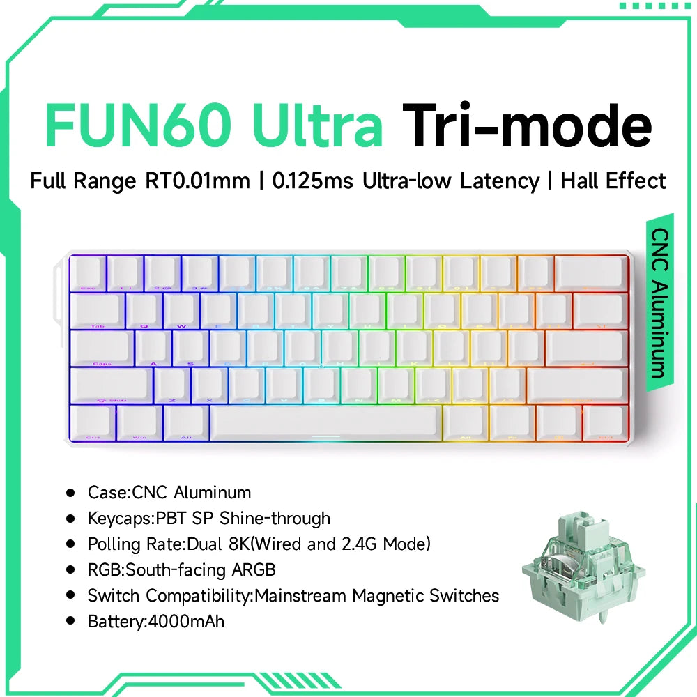 60% Magnetic Switch Gaming Keyboard with Rapid Trigger & 8K ARGB