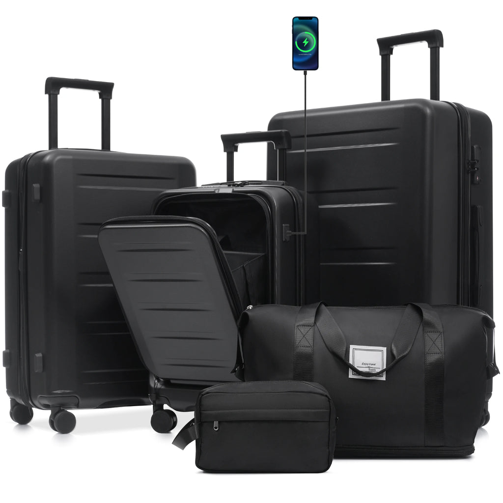 5-Piece Hardside Luggage Set with Front Opening & Spinner Wheels