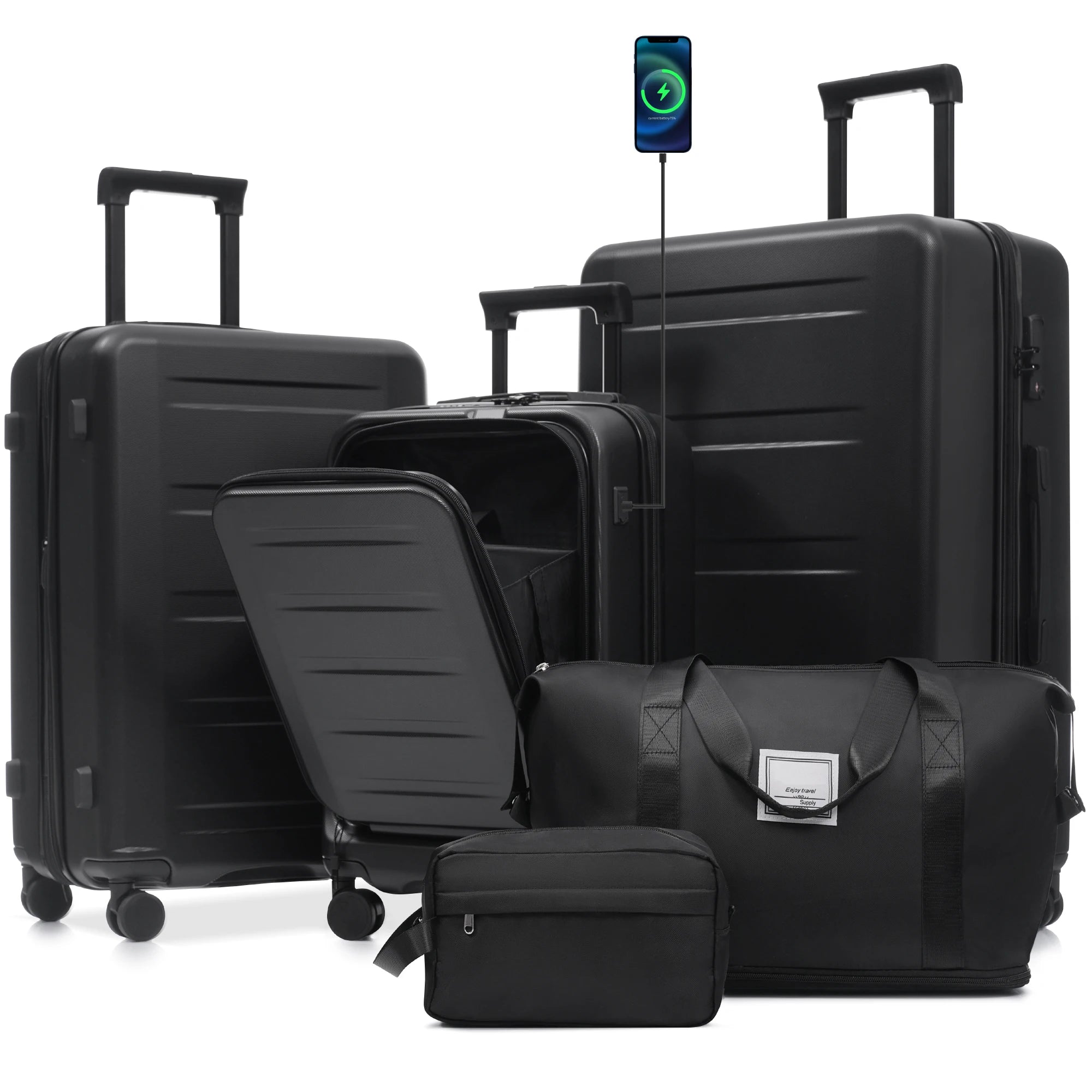 5-Piece Hardside Luggage Set with Front Opening & Spinner Wheels