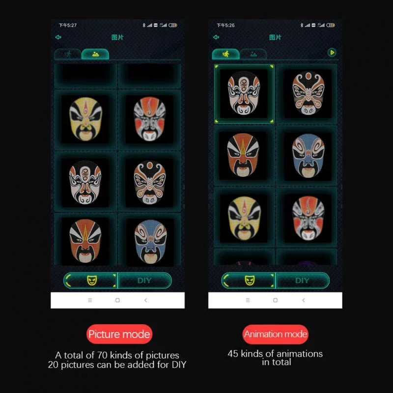 LED Light-Up Face Mask – Programmable DIY Photo Display Mask for Halloween & Parties