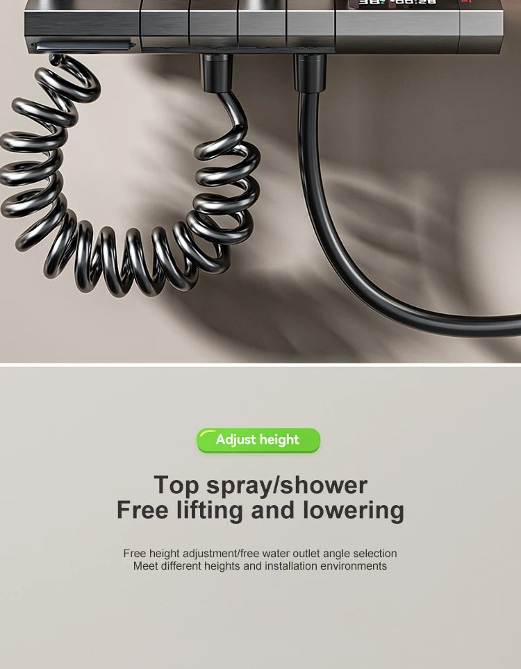 Digital Display Shower System Set with Ambient LED Light & Piano Controls