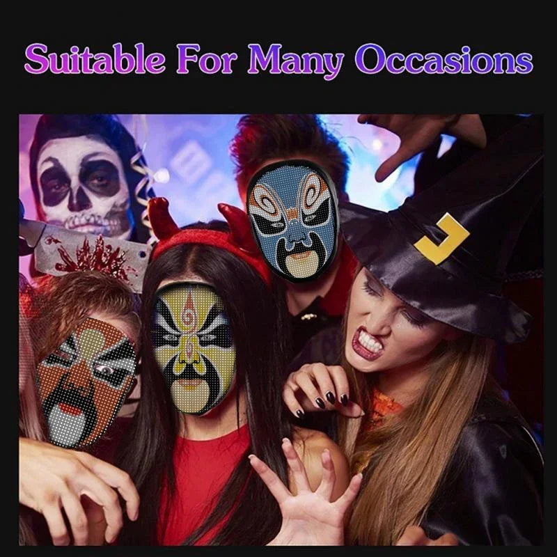 LED Light-Up Face Mask – Programmable DIY Photo Display Mask for Halloween & Parties