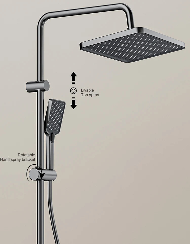 Digital Display Shower System Set with Ambient LED Light & Piano Controls