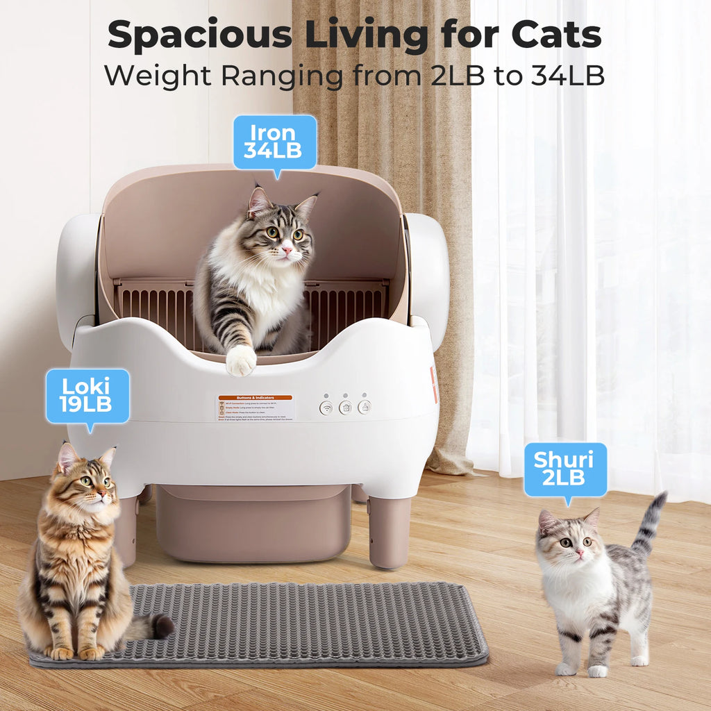 Smart Self-Cleaning Cat Litter Box with App Control & Odor Control