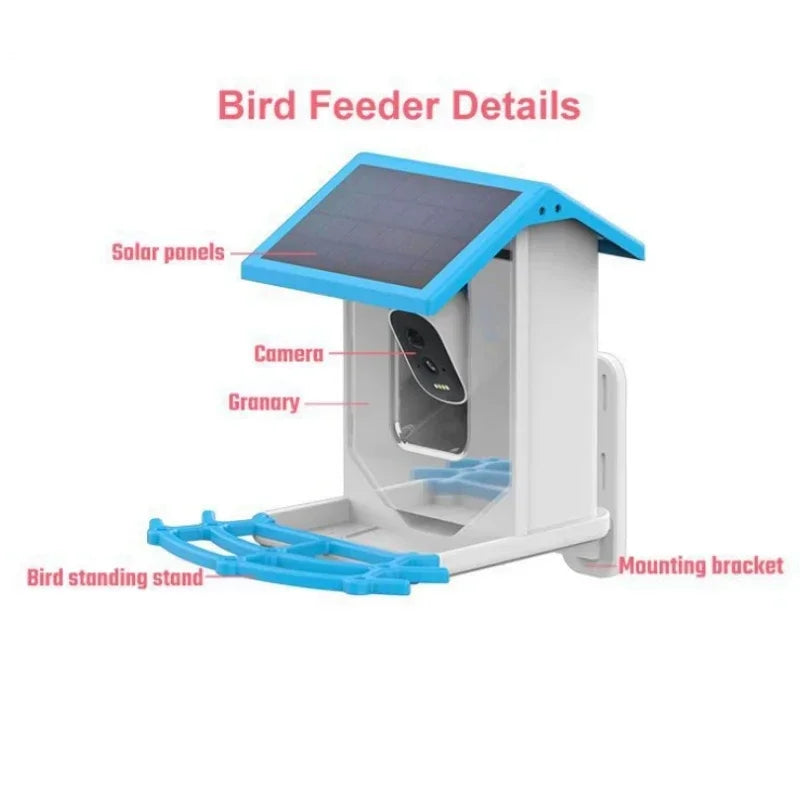 Smart Bird Feeder with 2.4K Camera, Solar Power & Night Vision