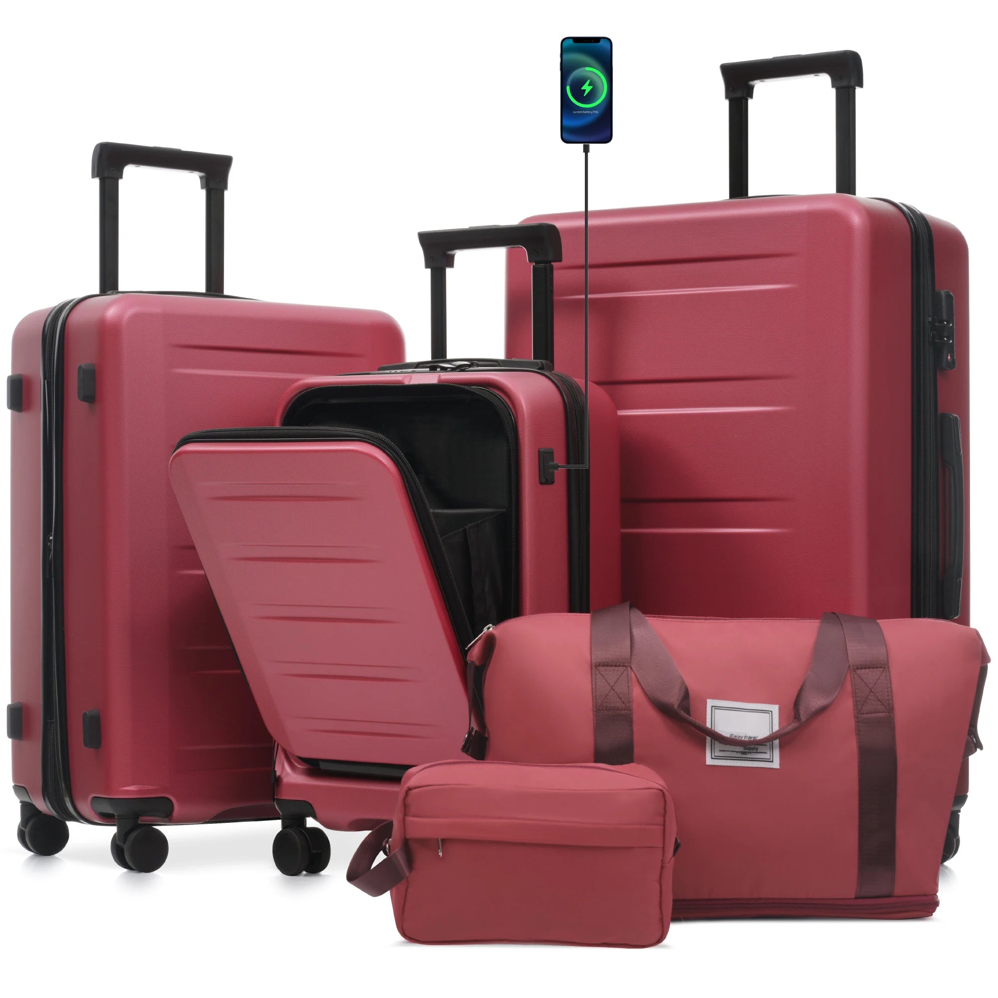 5-Piece Hardside Luggage Set with Front Opening & Spinner Wheels