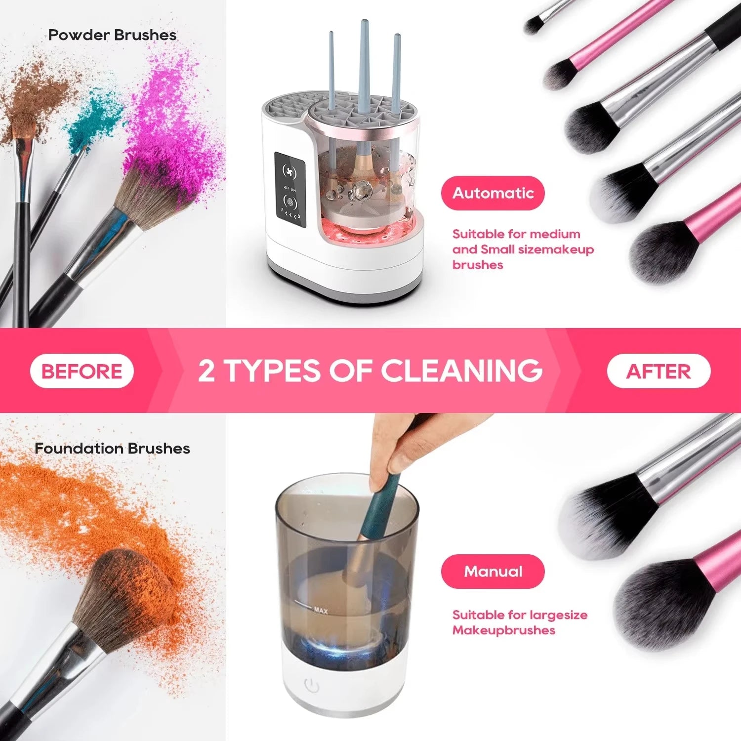 Automatic Makeup Brush Cleaner & Dryer – Rechargeable Cleaning Machine