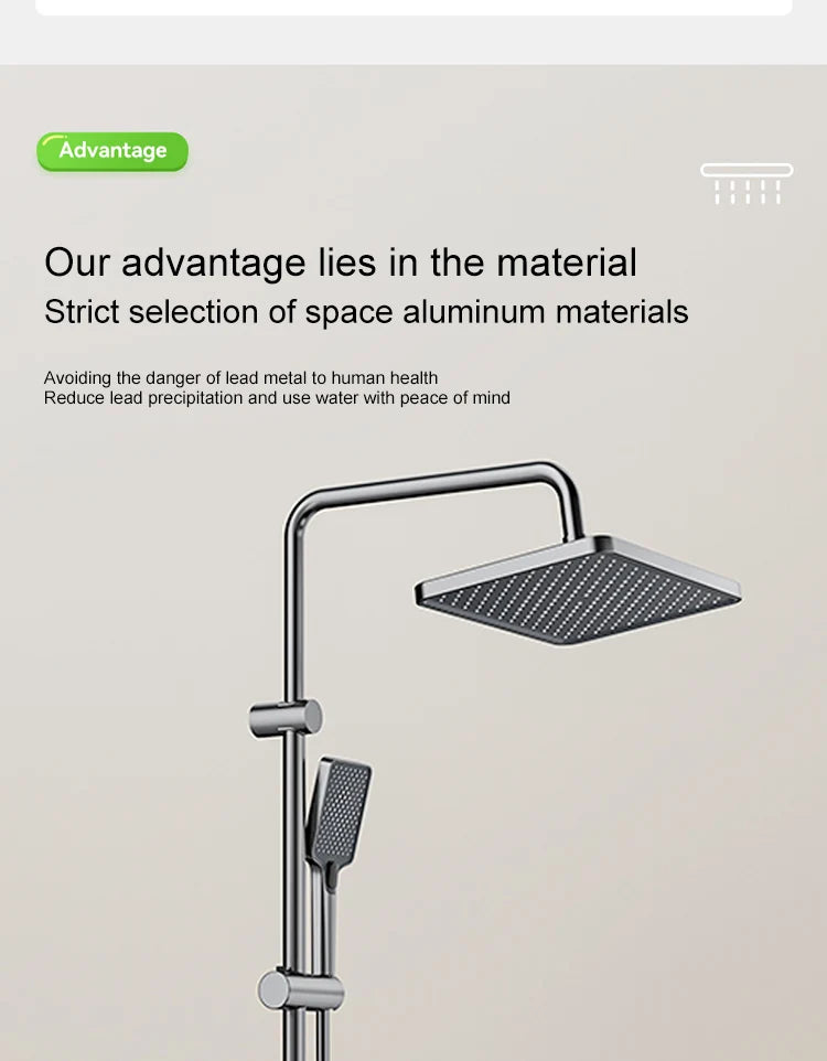 Digital Display Shower System Set with Ambient LED Light & Piano Controls