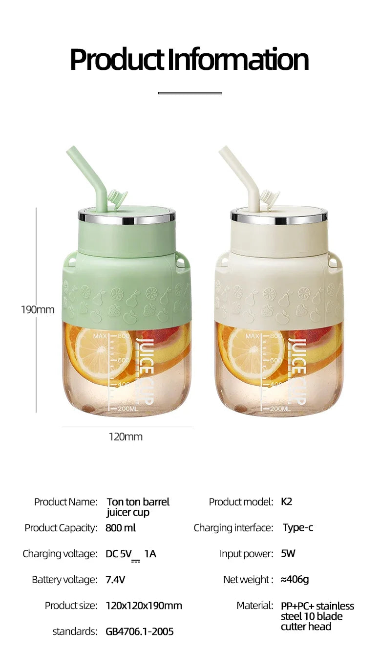 Portable Wireless Electric Juicer Cup  Blender