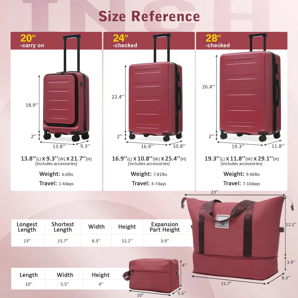 5-Piece Hardside Luggage Set with Front Opening & Spinner Wheels