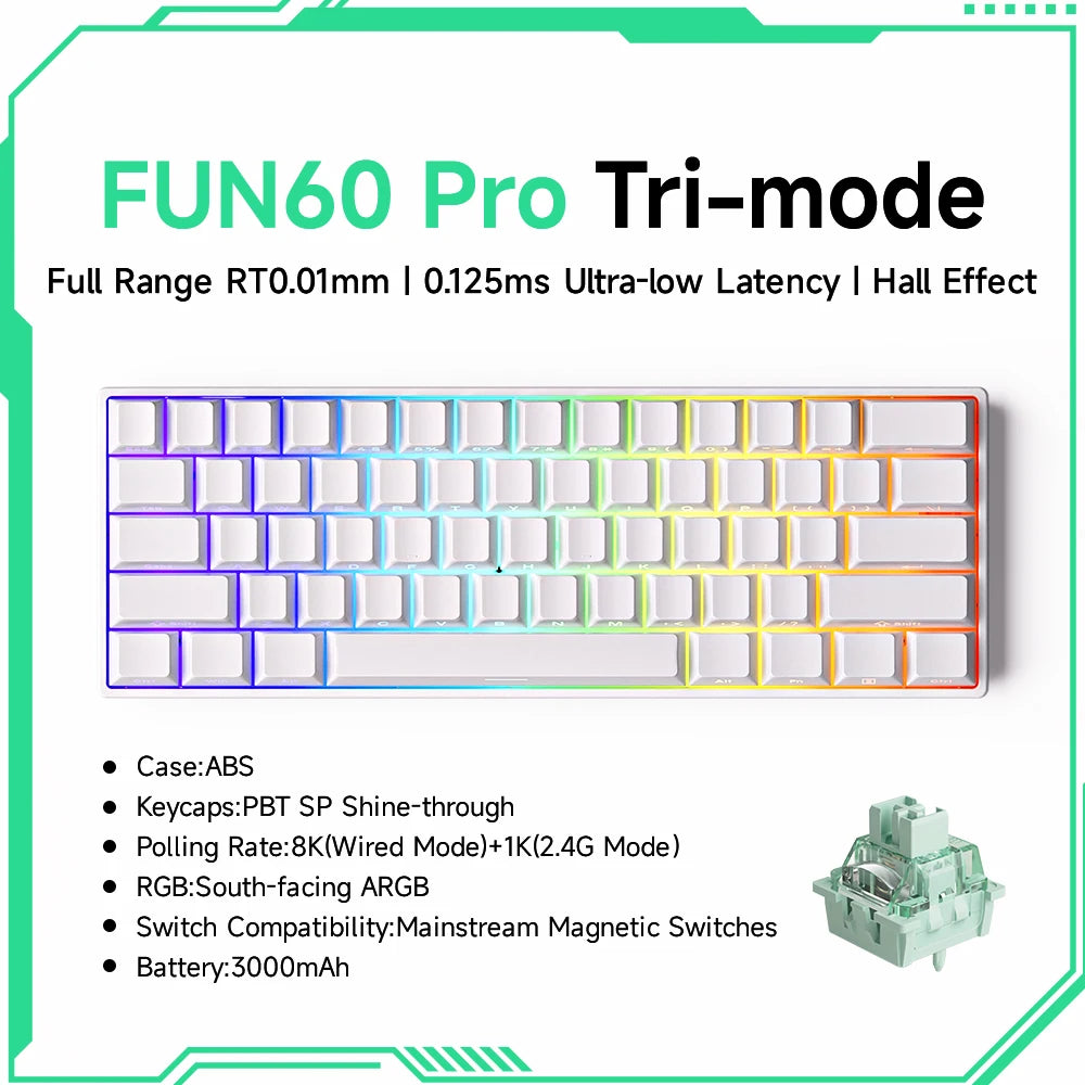 60% Magnetic Switch Gaming Keyboard with Rapid Trigger & 8K ARGB