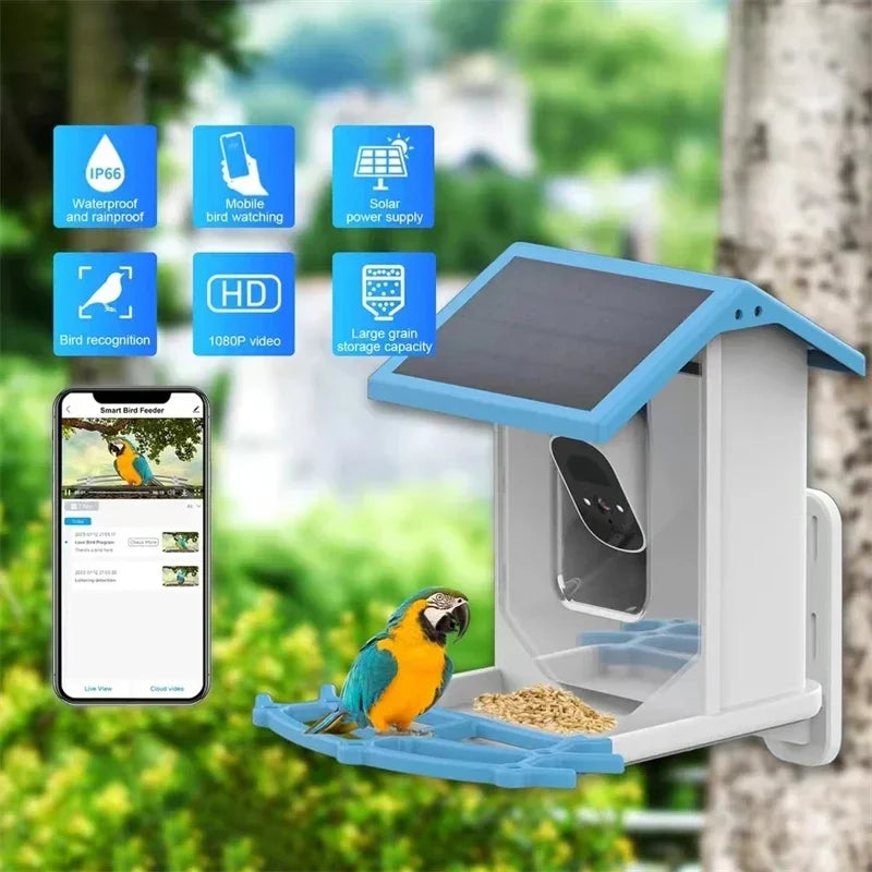 Smart Bird Feeder with 2.4K Camera, Solar Power & Night Vision
