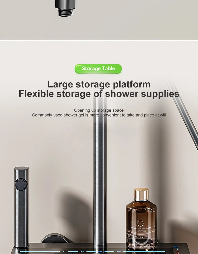 Digital Display Shower System Set with Ambient LED Light & Piano Controls