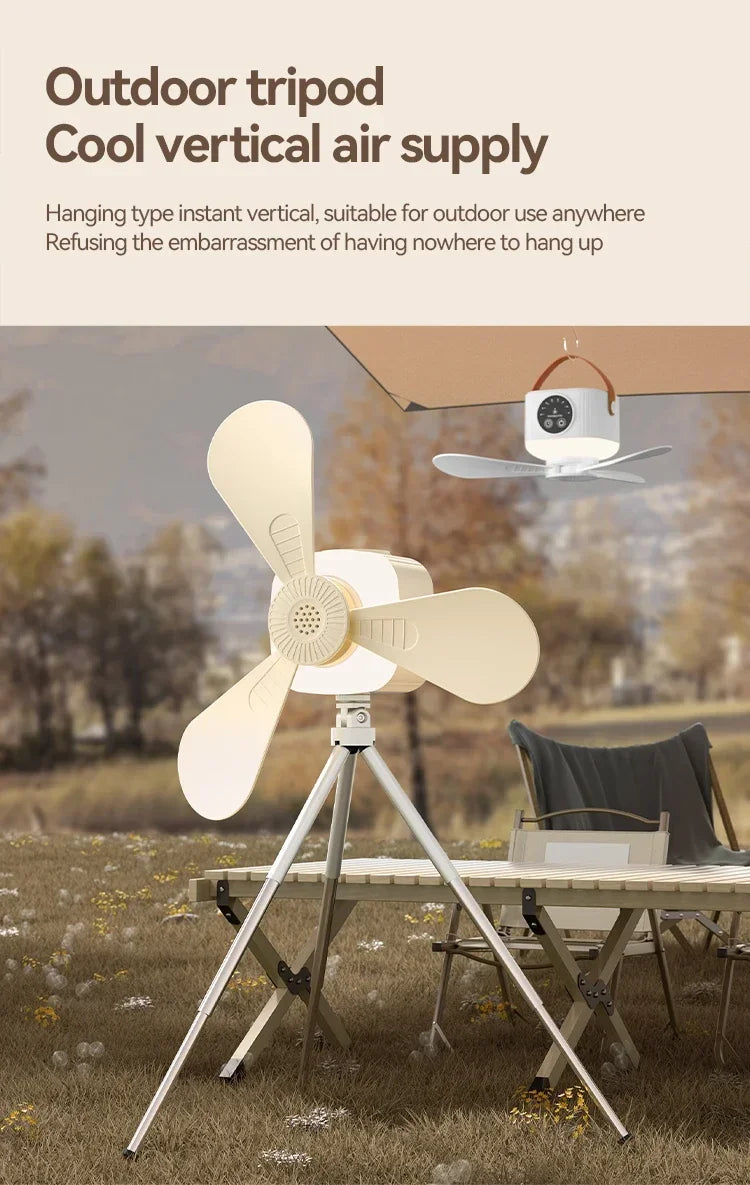 2026 Portable Rechargeable Hanging Ceiling Fan – USB Wireless Fan for Dorm & Camping
