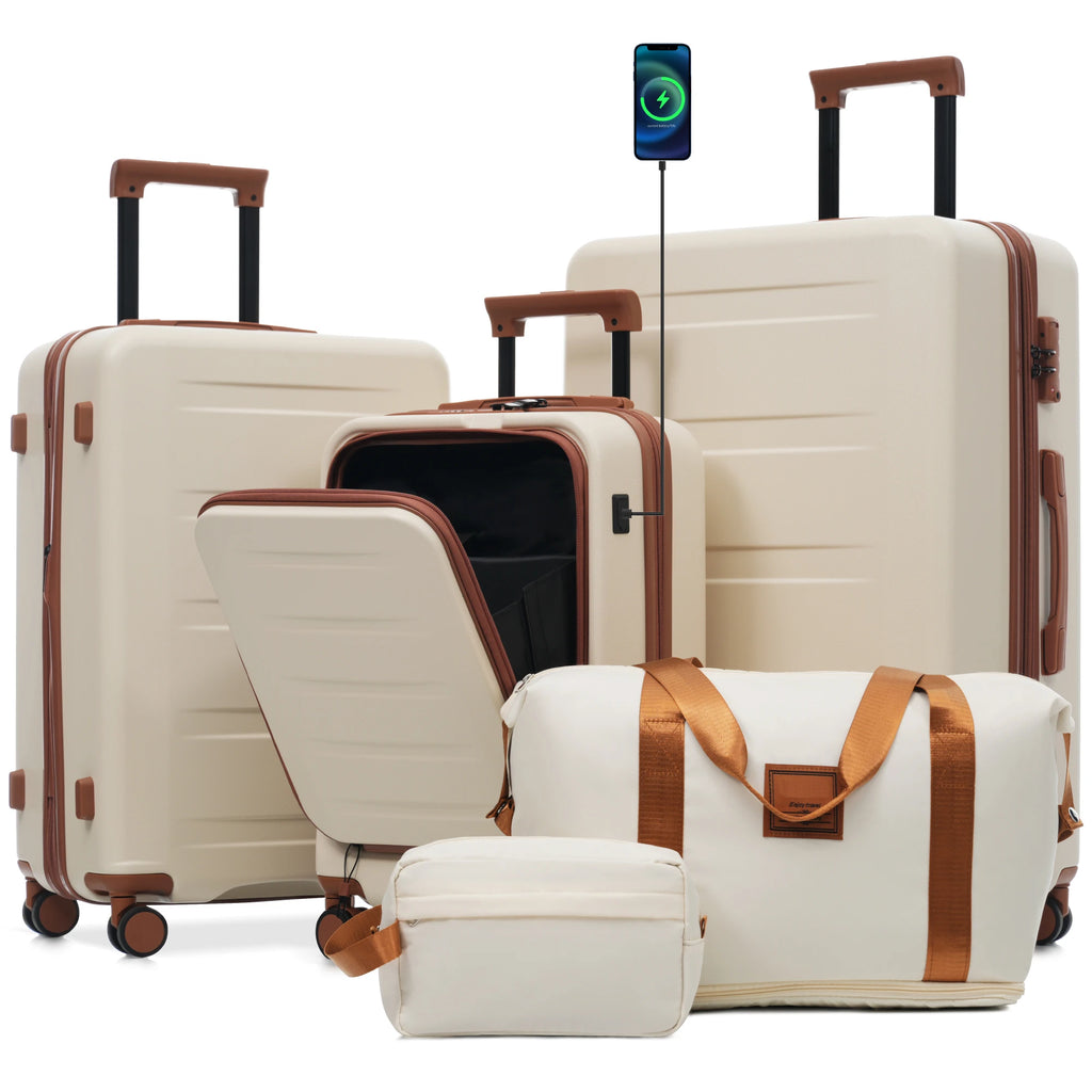 5-Piece Hardside Luggage Set with Front Opening & Spinner Wheels