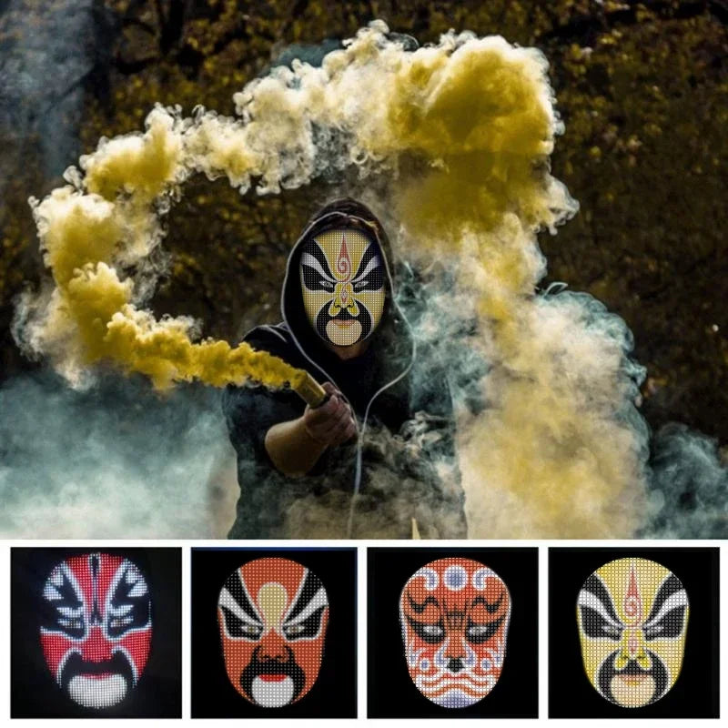 LED Light-Up Face Mask – Programmable DIY Photo Display Mask for Halloween & Parties