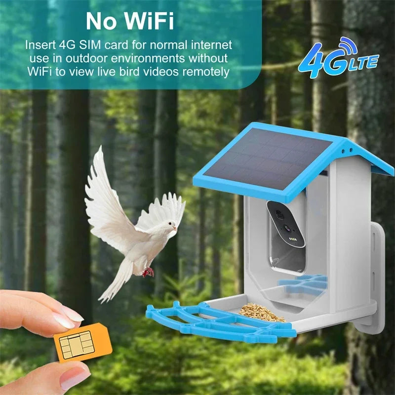 Smart Bird Feeder with 2.4K Camera, Solar Power & Night Vision