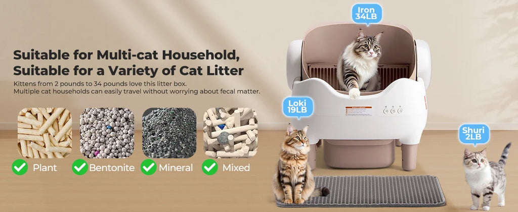 Smart Self-Cleaning Cat Litter Box with App Control & Odor Control