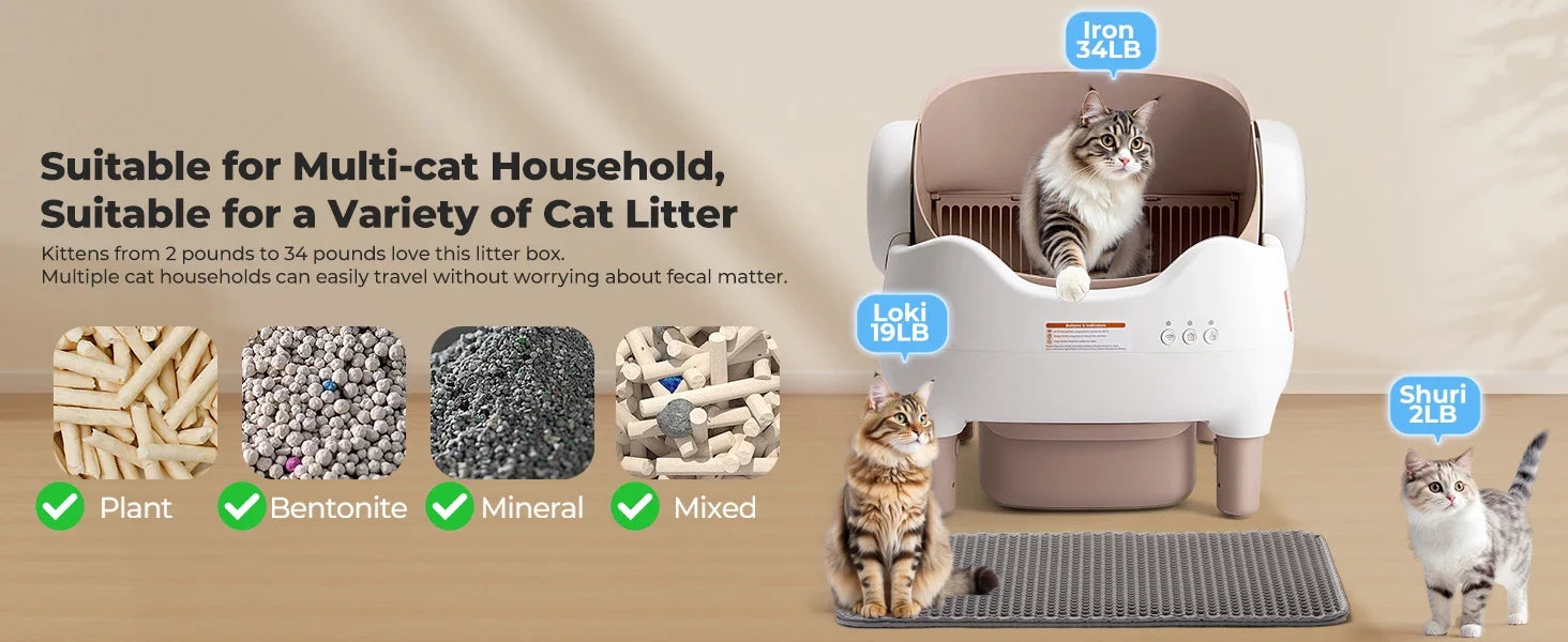Smart Self-Cleaning Cat Litter Box with App Control & Odor Control