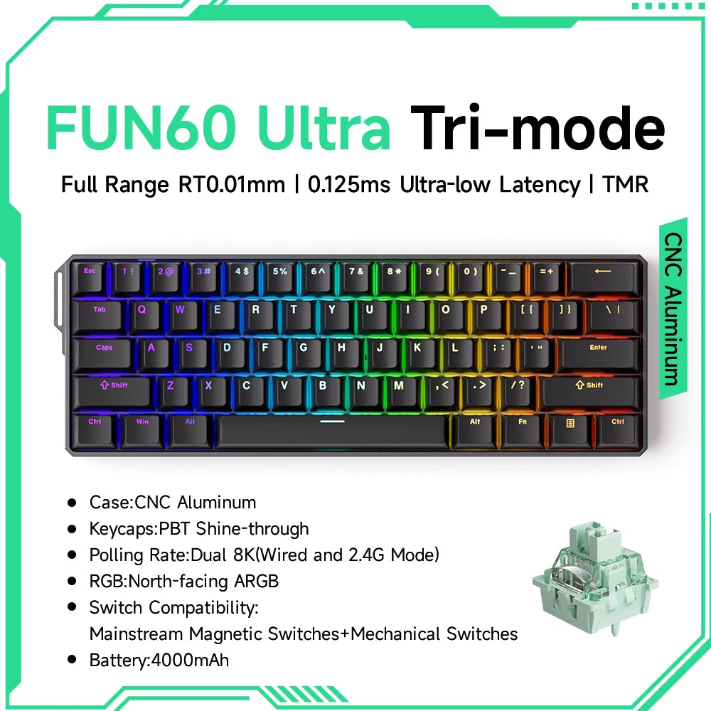 60% Magnetic Switch Gaming Keyboard with Rapid Trigger & 8K ARGB