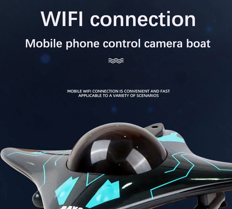RC Boat Submarine with Camera Underwater 6CH Remote Control Wifi FPV Remote Control Boats Radio Control Toys for Boyts Kid Gifts
