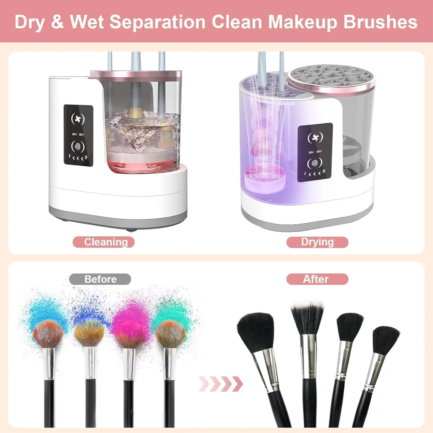 Automatic Makeup Brush Cleaner & Dryer – Rechargeable Cleaning Machine