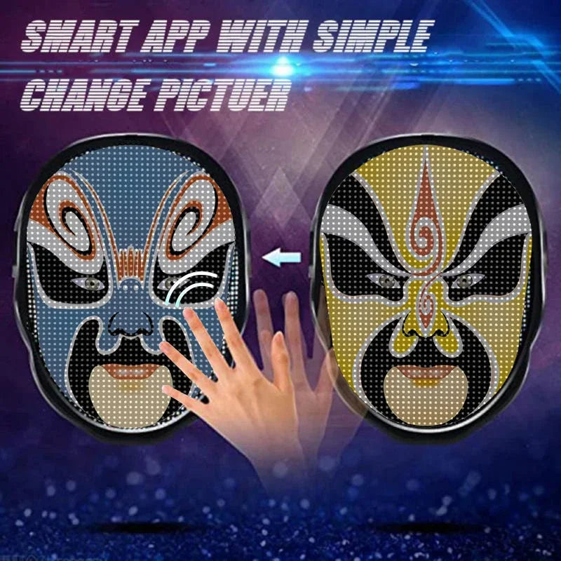 LED Light-Up Face Mask – Programmable DIY Photo Display Mask for Halloween & Parties