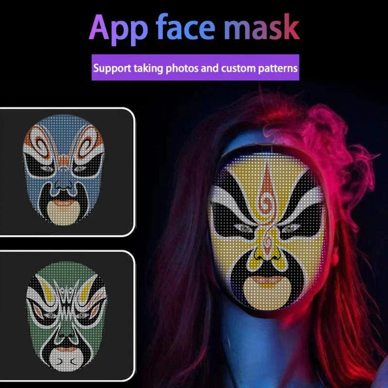 LED Light-Up Face Mask – Programmable DIY Photo Display Mask for Halloween & Parties
