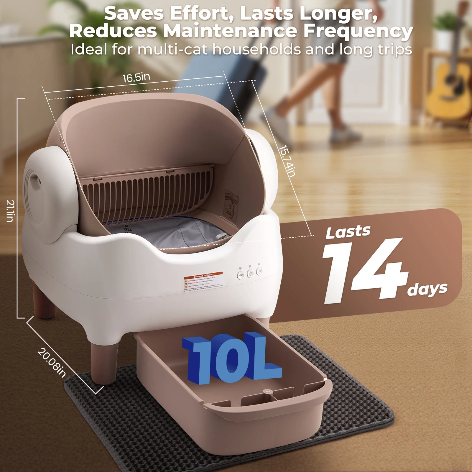Smart Self-Cleaning Cat Litter Box with App Control & Odor Control