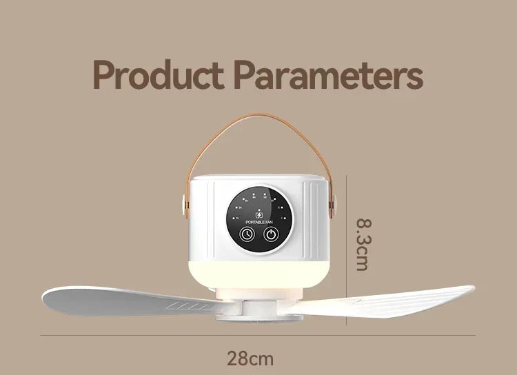 2026 Portable Rechargeable Hanging Ceiling Fan – USB Wireless Fan for Dorm & Camping