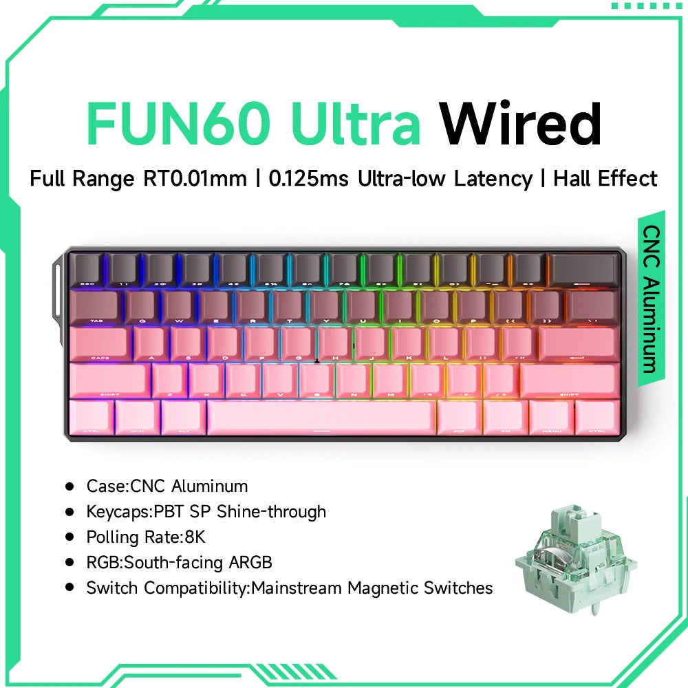 60% Magnetic Switch Gaming Keyboard with Rapid Trigger & 8K ARGB