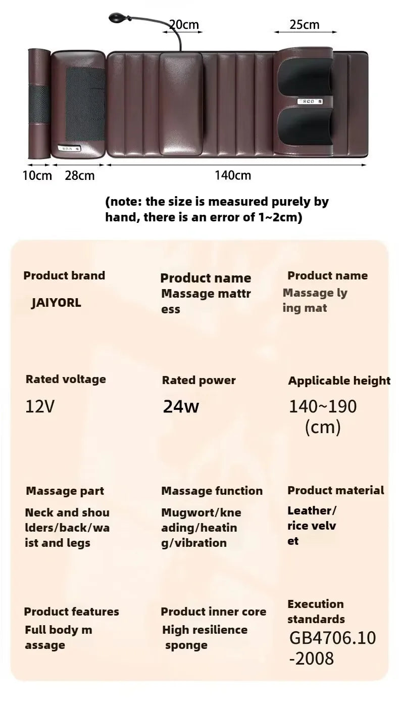 Electric Full Body Massage Mattress – Heating, Airbag & Vibration Massage Cushion