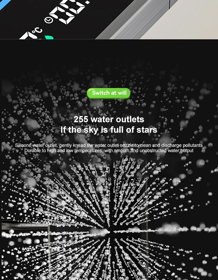 Digital Display Shower System Set with Ambient LED Light & Piano Controls
