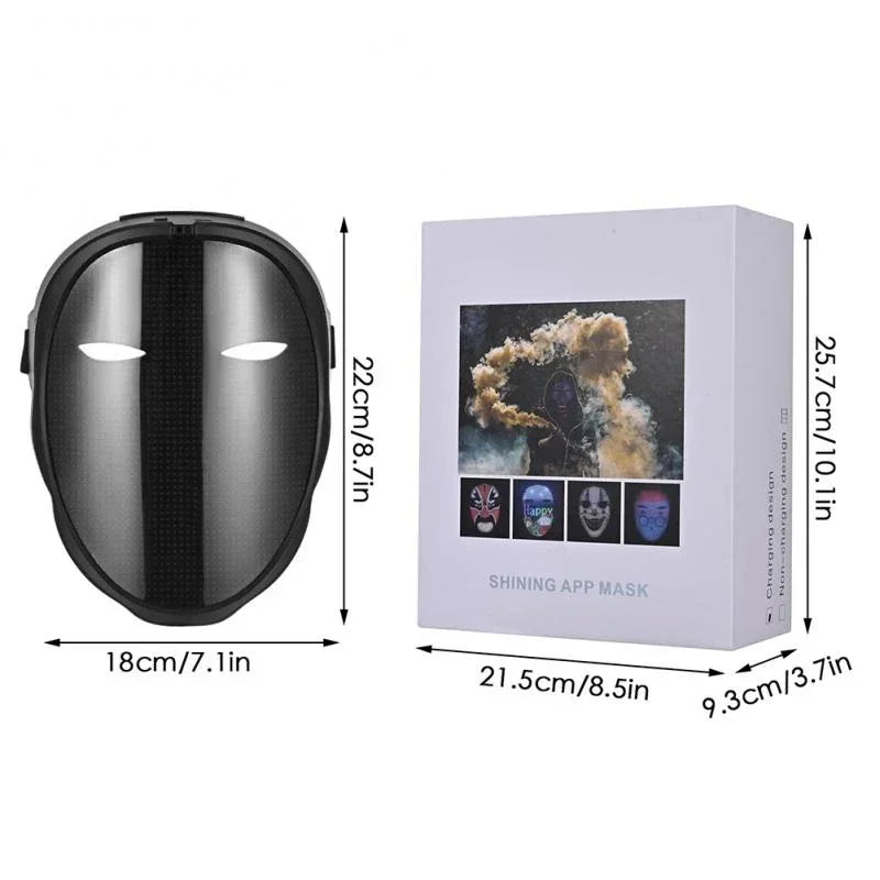 LED Light-Up Face Mask – Programmable DIY Photo Display Mask for Halloween & Parties