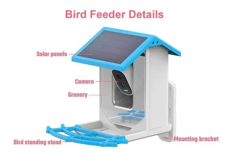 Smart Bird Feeder with 2.4K Camera, Solar Power & Night Vision