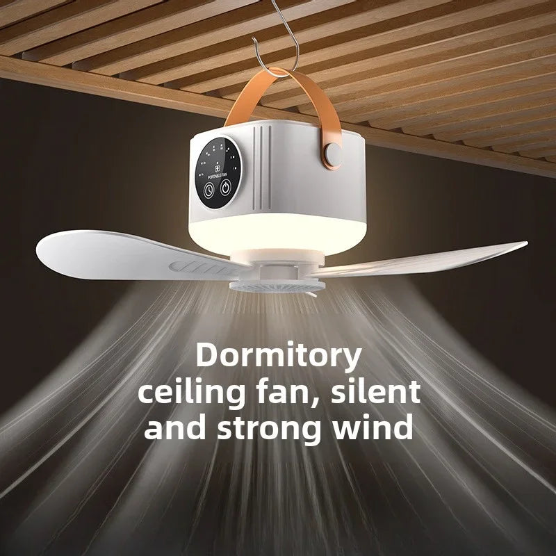 2026 Portable Rechargeable Hanging Ceiling Fan – USB Wireless Fan for Dorm & Camping