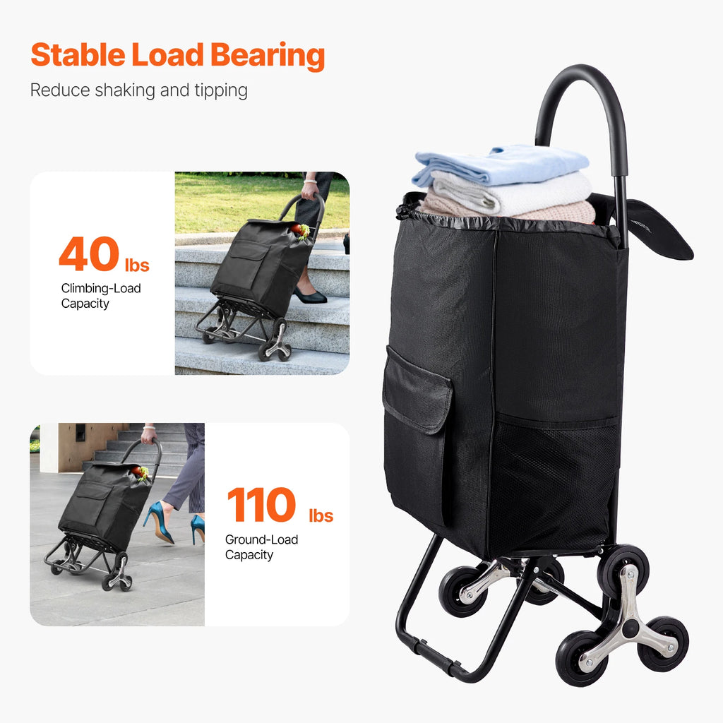 Foldable Stair Climbing Shopping Cart 36L Heavy Duty Trolley