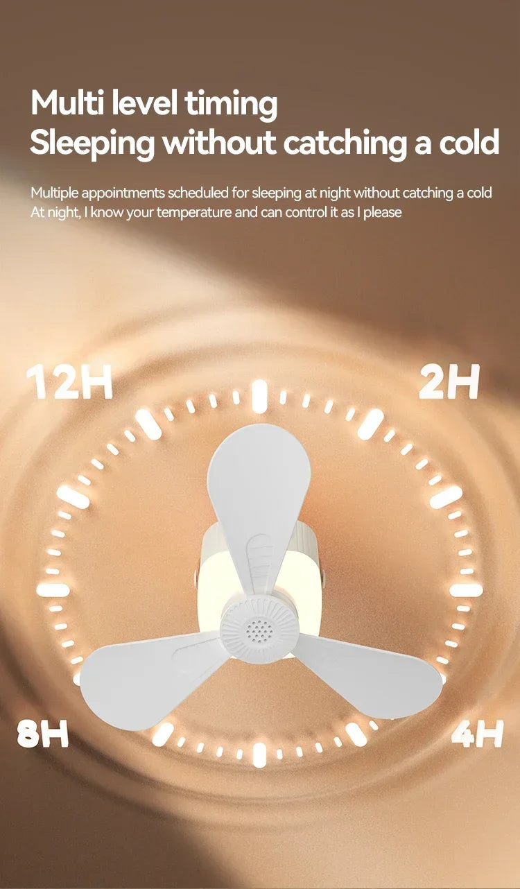 2026 Portable Rechargeable Hanging Ceiling Fan – USB Wireless Fan for Dorm & Camping