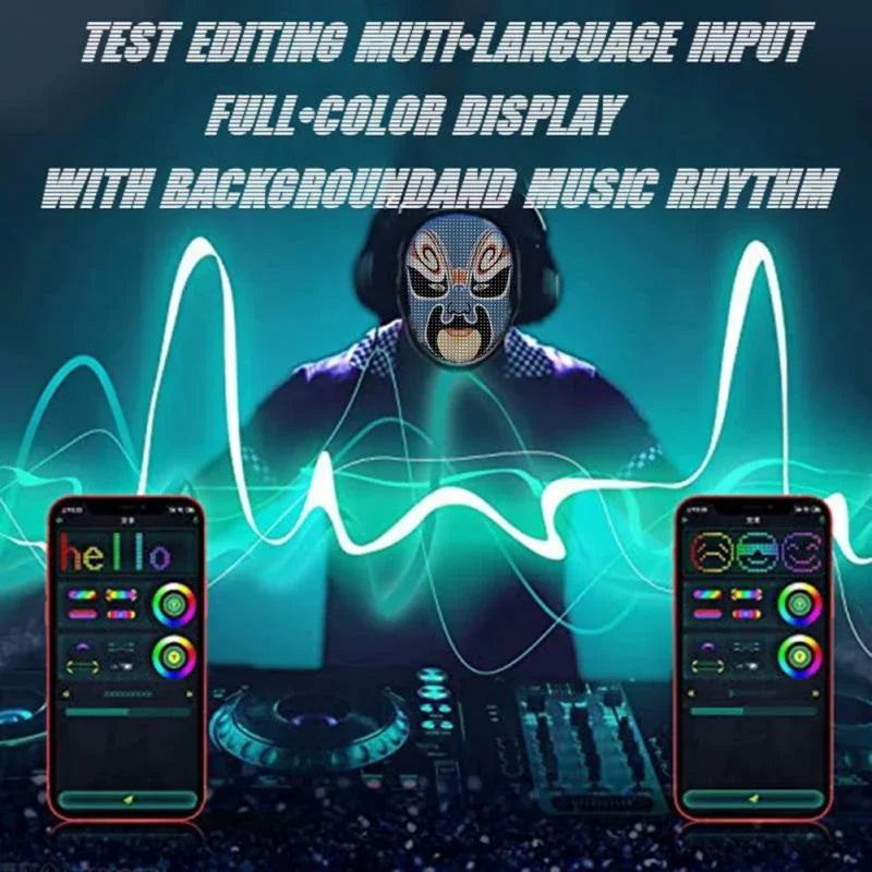LED Light-Up Face Mask – Programmable DIY Photo Display Mask for Halloween & Parties