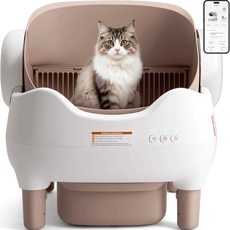 Smart Self-Cleaning Cat Litter Box with App Control & Odor Control